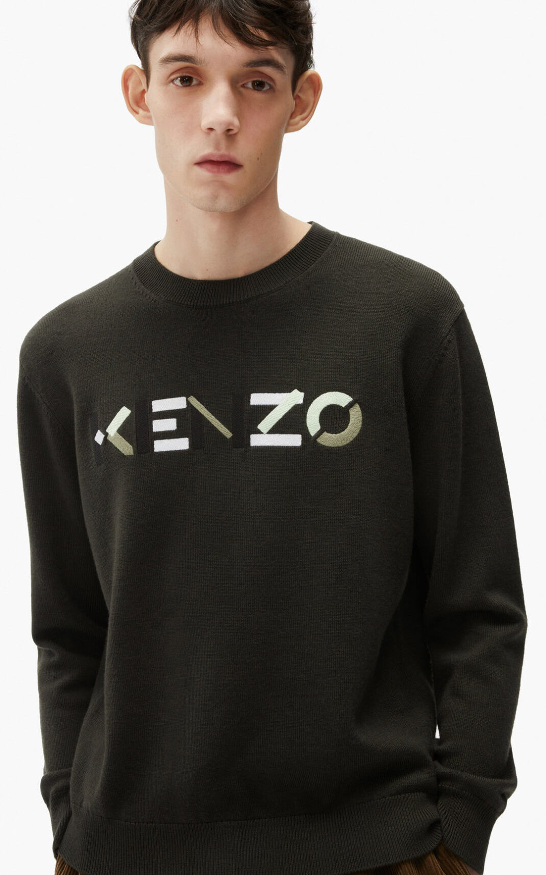 Pull Kenzo Homme Logo merino wool Grise Grise YINCQ-7912